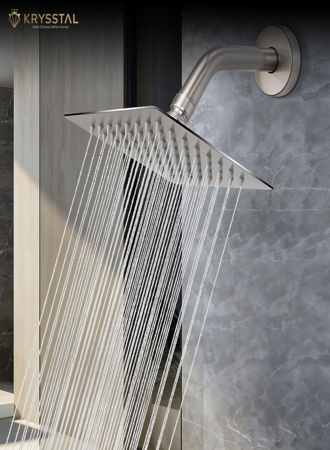 Krysstal Ultra-Slim 4x4 Inches Overhead Rainfall Shower - 304 Stainless Steel with Water Filter & Silicone Nozzles | Adjustable Wide-Angle Shower Head for Bathroom (Shower Arm Not Included) - Image 2